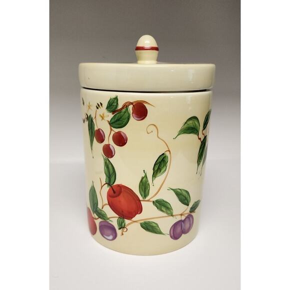 Stone Lite Beautiful Floral & Fruit Canister or Storage Jar 9'' tall 6.5'' wide - Picture 8 of 9